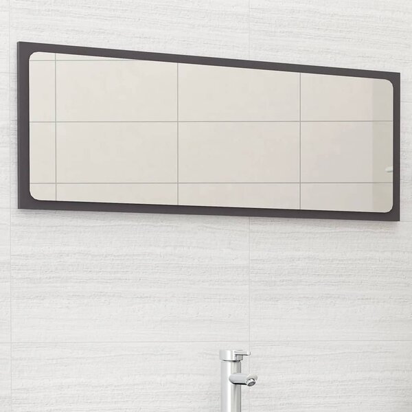 Koupelnové zrcadlo šedé vysoký lesk 100x1,5x37 cm dřevotříska