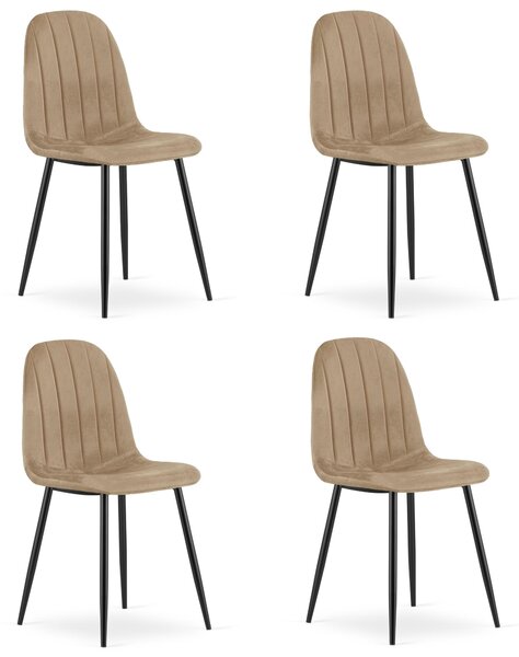 Židle – Leobert – Padva – hnědý samet/černé nohy – 44,5 × 53 × 87 cm – sada 4 ks