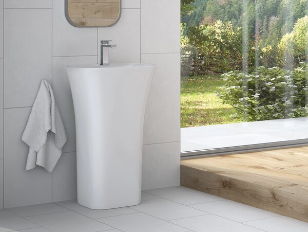 Besco Volně stojící umyvadlo z litého mramoru Assos S-Line UM VS-OPB 52x41x84 cm, s otvorem pro baterii
