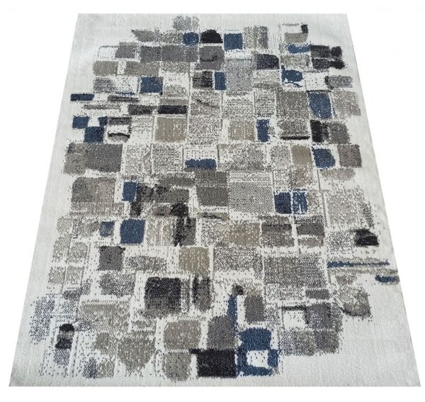 Makro Abra Kusový koberec LARA 04 Moderní krémový šedý modrý Rozměr: 60x100 cm