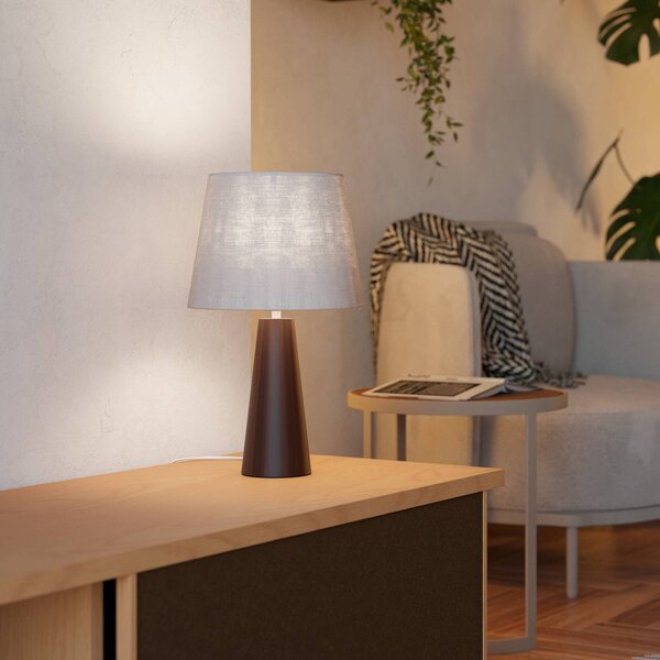 EGLO Stolní lampa Patemisco, hnědá/přírodní, ocel, textil, výška 41 cm, Hnědá / rez, Obývací pokoj / jídelna, kov