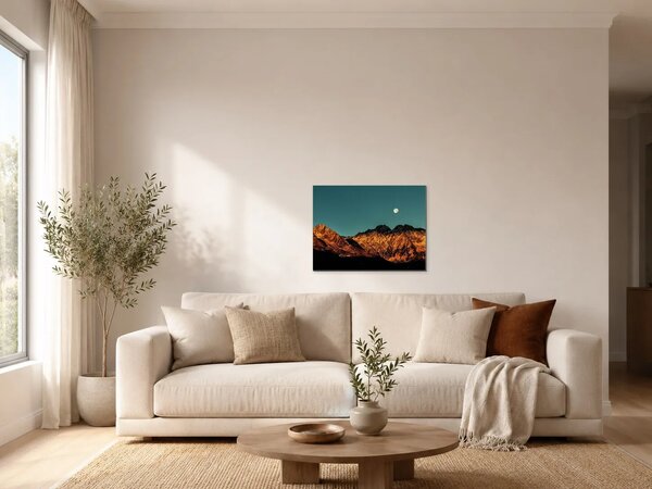 Měsíc nad horskými štíty – Jednodílný obraz, 40 × 30 cm