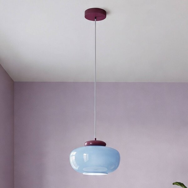 EGLO Závěsné světlo Berardelli, modrá/morušová, Ø 30 cm, sklo, E27, stmívatelný, Modrá, Obývací pokoj / jídelna, Sklo, Moderní