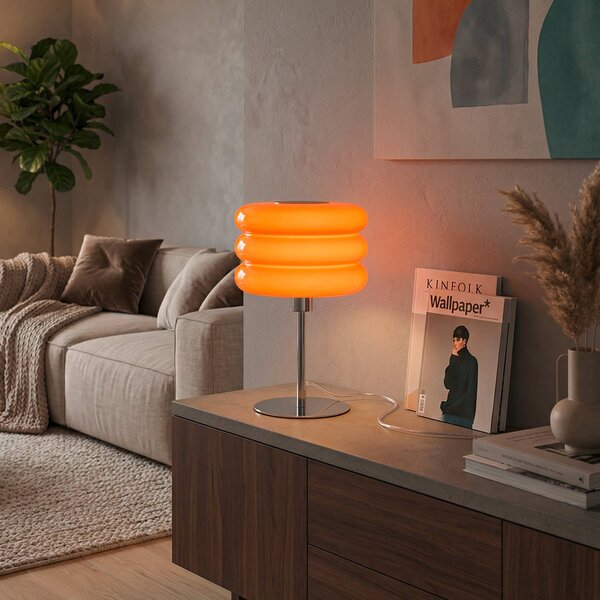 EGLO Stolní lampa Tortora, oranžová, sklo, kov, výška 30 cm, E14, Žlutá / oranžová, Obývací pokoj / jídelna, Sklo, Young lifestyle