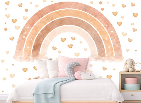 Akvarelová duha boho textilní přelepitelná samolepka na zeď arch 75 x 41 cm