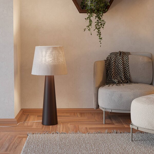 EGLO Stojací lampa Patemisco, hnědá/přírodní, ocel, textil, výška 90 cm, Hnědá / rez, Obývací pokoj / jídelna, kov