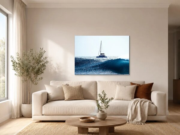 Plachetnice nad vlnami – Jednodílný obraz, 70 × 50 cm