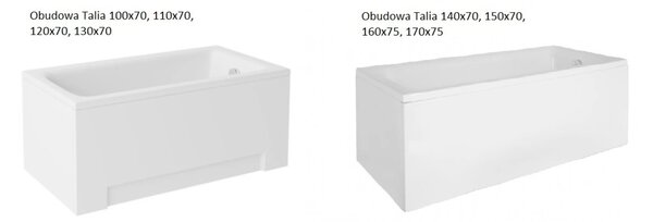 Besco Krycí panel k obdélníkové vaně Talia P 100x70 (110,120,130,140,150x70, 160,170x75), bílý Barva: Bílá, Rozměry (cm): 110x70