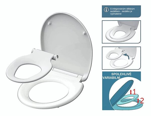 Eisl Sanitär WC prkénko s dětskou vložkou Duroplast Soft Close Family 82940
