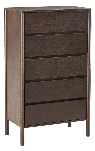 Vysoká komoda Blair s 5 zásuvkami (CD02) kouřový dub 70x118 cm