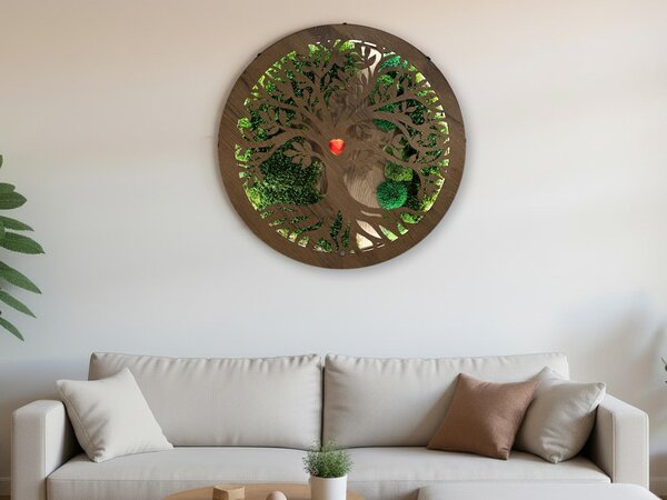 "Mechový strom života" svítidlo s powerbankou a pohybovým čidlem 50 cm/dub