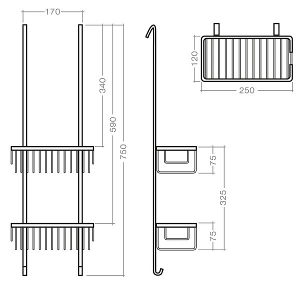 Roth Závěsná polička SHELF UNI do sprchového koutu Varianta: rozměry: 75x25 cm, povrchová úprava: chrom - (SHELF UNI - 8000279)