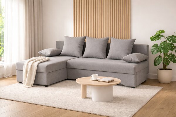 Sedací souprava s úložným prostorem VELLIO - světle šedá