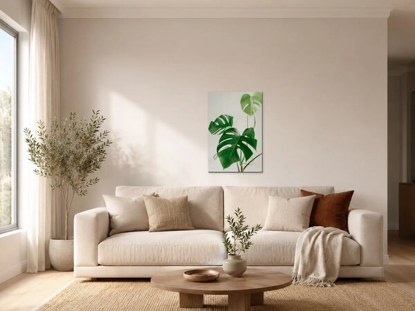 Monstera v jemných tónech – Jednodílný obraz, 30 × 40 cm