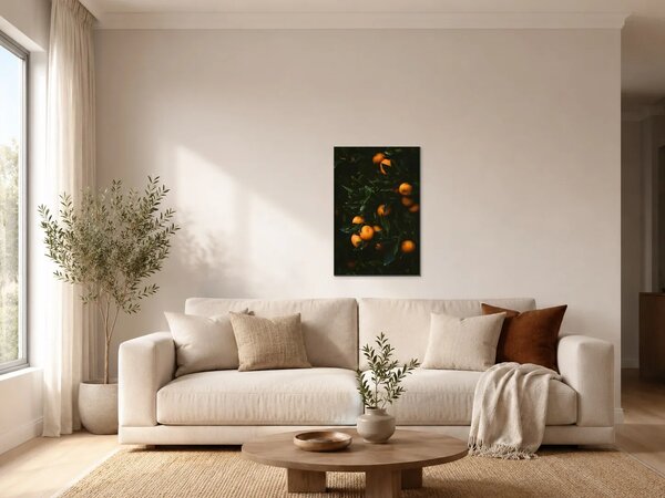 Zralé mandarinky v tmavém listoví – Jednodílný obraz, 30 × 40 cm