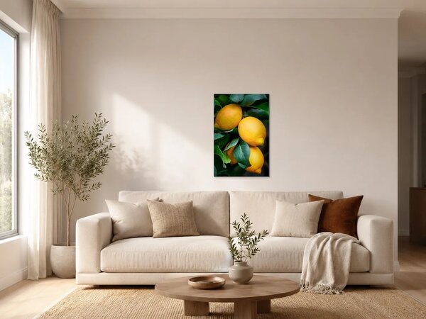 Citrony mezi zelenými listy – Jednodílný obraz, 30 × 40 cm