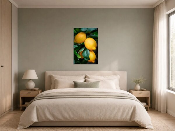 Citrony mezi zelenými listy – Jednodílný obraz, 30 × 40 cm