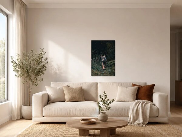 Vlk na lesní stezce – Jednodílný obraz, 30 × 40 cm