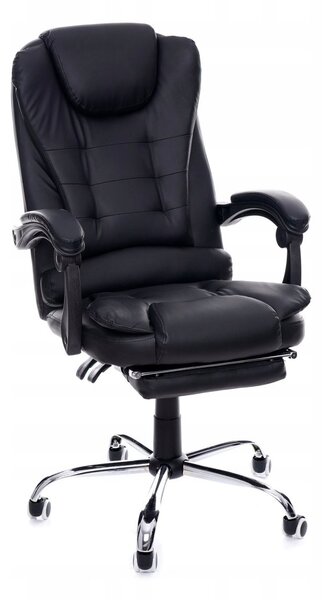 Kancelářské křeslo Relax s podnožkou na nohy, černá barva