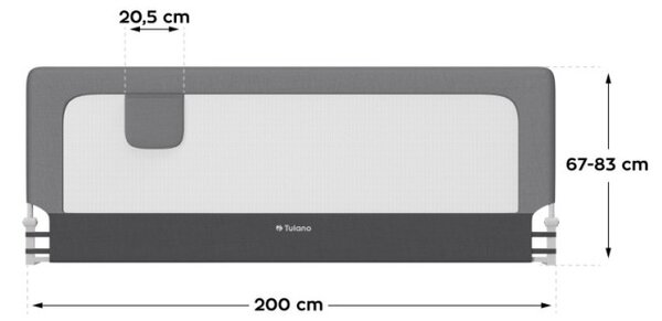 Bezpečnostní zábrana na postel Cover 30 šedá 200 cm