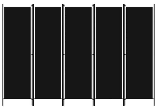 5dílný paraván černý 250 x 180 cm