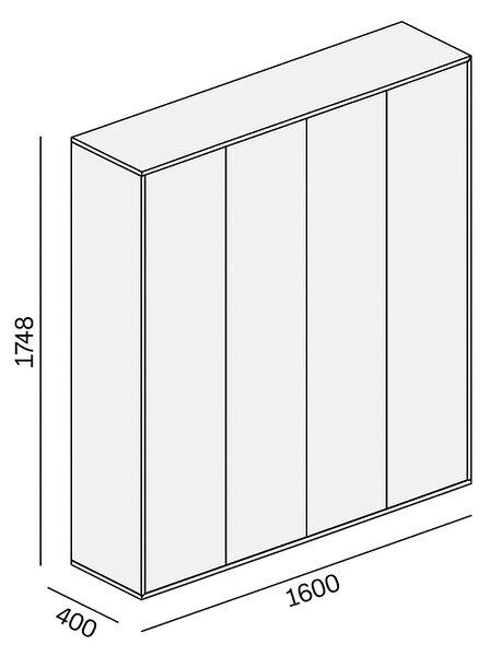 Kancelářská spisová skříň BLOCK, 4x dveře, 800 x 400 x 1748 mm, bílá