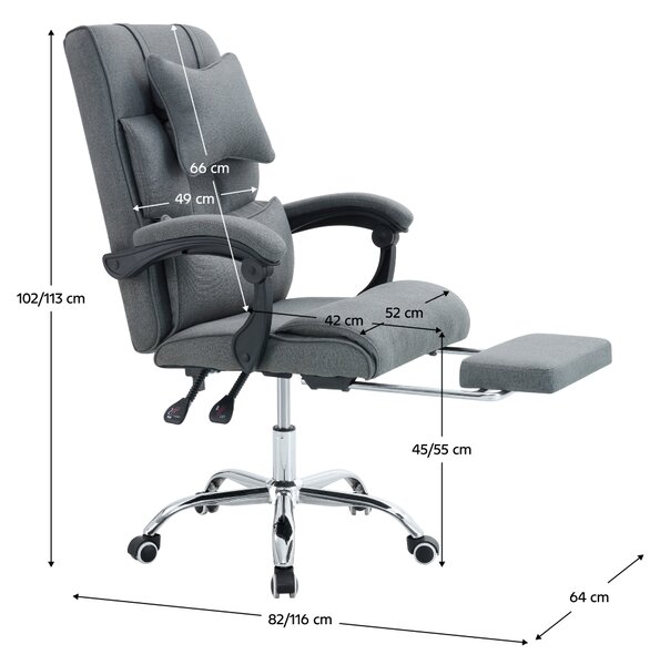 KONDELA Kancelářské křeslo s výsuvnou podnoží, šedá/chrom, WALDOR NEW