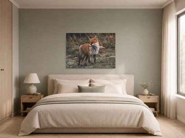 Liška ve vysoké trávě – Jednodílný obraz, 70 × 50 cm