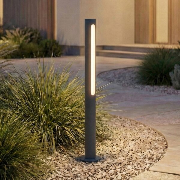 Lindby LED osvětlení cesty Liravel, výška 60 cm, antracitová, IP65, Černá, Hliník, Moderní