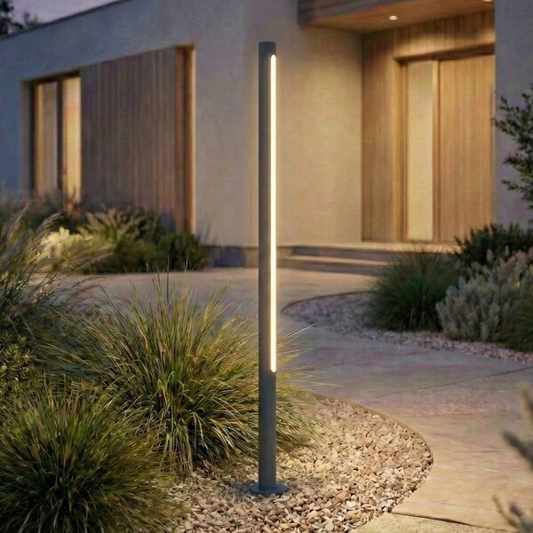 Lindby LED osvětlení cesty Liravel, výška 115 cm, antracitová barva, IP65, Černá, Hliník, Moderní