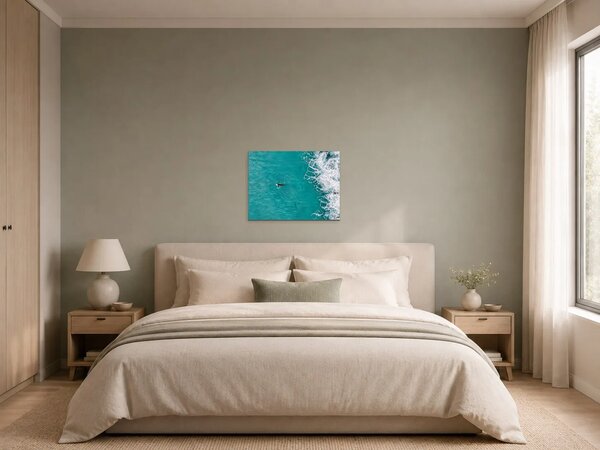 Surfaři v tyrkysových vlnách – Jednodílný obraz, 60 × 40 cm