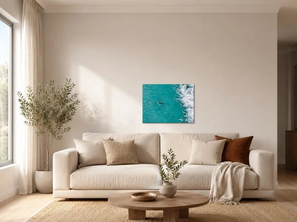 Surfaři v tyrkysových vlnách – Jednodílný obraz, 60 × 40 cm