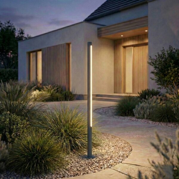 Lindby LED osvětlení cesty Liravel, výška 115 cm, antracitová barva, IP65, Černá, Hliník, Moderní