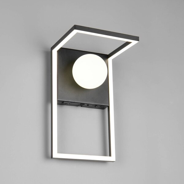 Trio Lighting LED nástěnné světlo Arola, matná černá, šířka 17 cm, kov, stmívatelný, Černá, Obývací pokoj / jídelna, kov, Moderní