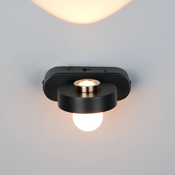 Trio Lighting LED nástěnné světlo Arpino černé, výsuv 15 cm, kovové, 2ramenné., stmívatelný, Černá, Obývací pokoj / jídelna, kov, Moderní