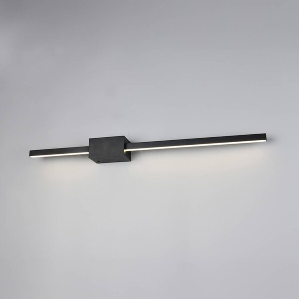 Trio Lighting LED nástěnné světlo Cassino, matná černá, šířka 70 cm, kov, stmívatelný, Černá, Obývací pokoj / jídelna, kov, Moderní