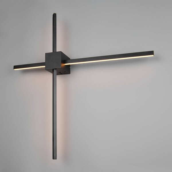 Trio Lighting LED nástěnné světlo Cassino, matná černá, šířka 67 cm, kov, stmívatelný, Černá, Obývací pokoj / jídelna, kov, Moderní
