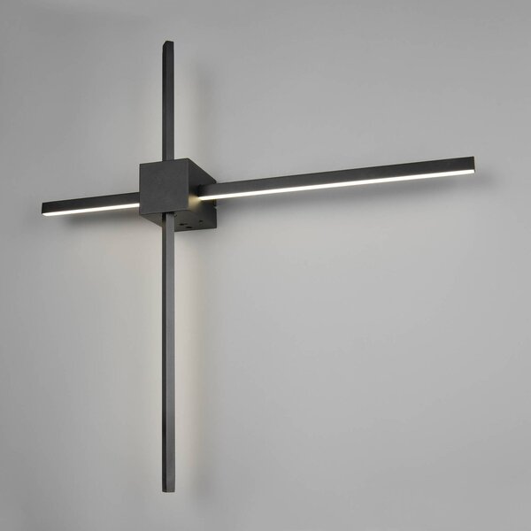 Trio Lighting LED nástěnné světlo Cassino, matná černá, šířka 67 cm, kov, stmívatelný, Černá, Obývací pokoj / jídelna, kov, Moderní