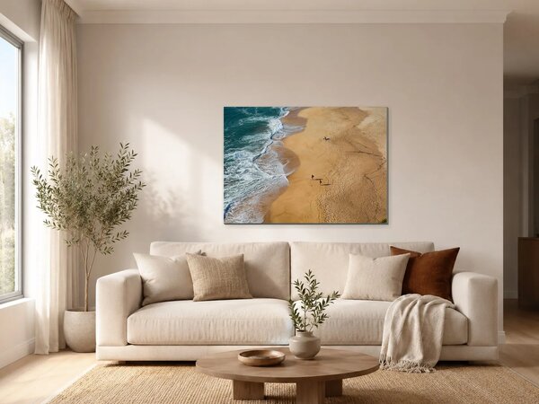 Pobřeží s vlnami z ptačí perspektivy – Jednodílný obraz, 70 × 50 cm