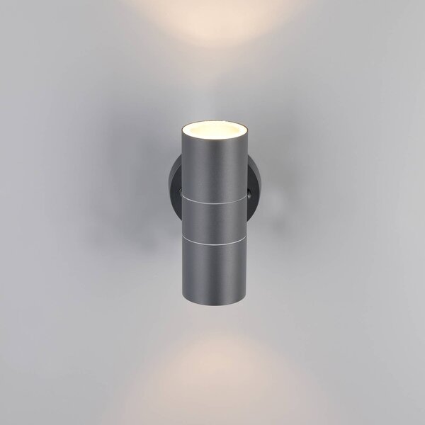 Trio Lighting Venkovní nástěnné svítidlo Turia, antracitová, výška 16 cm, kov, stmívatelný, Černá, Hliník, Moderní