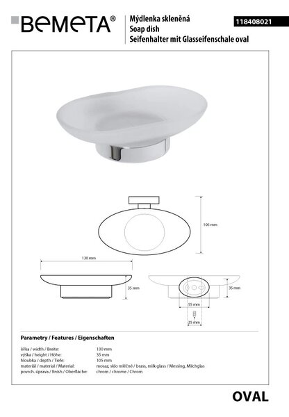 Bemeta Design OVAL: Mýdlenka - 118408021
