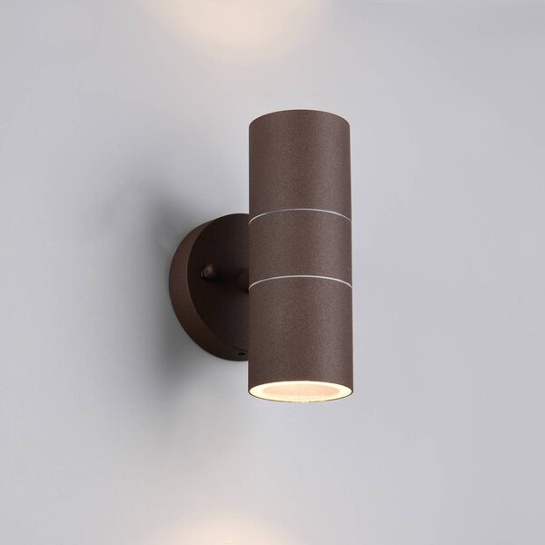 Trio Lighting Venkovní nástěnné svítidlo Turia, barva rez, výška 16 cm, kov, stmívatelný, Hnědá / rez, Hliník, Moderní