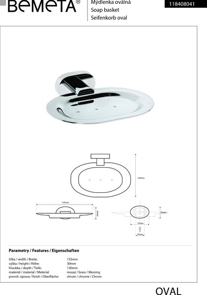 Bemeta Design OVAL: Mýdlenka - 118408041