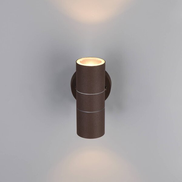 Trio Lighting Venkovní nástěnné svítidlo Turia, barva rez, výška 16 cm, kov, stmívatelný, Hnědá / rez, Hliník, Moderní