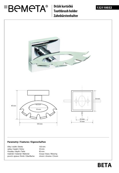 Bemeta Design BETA: Držák kartáčků - 132110032