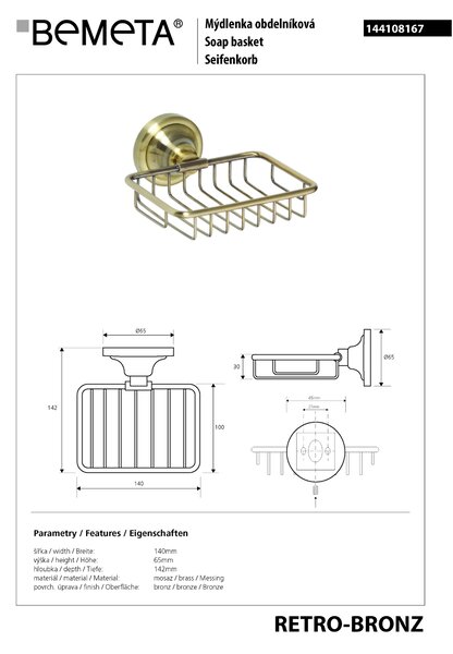 Bemeta Design RETRO bronz: Mýdlenka - 144108167