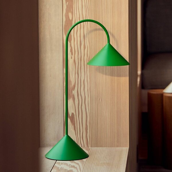 FRANDSEN LED stolní lampa na baterie Grasp, zelená, výška 47 cm, stmívatelný, Zelená, kov, Design