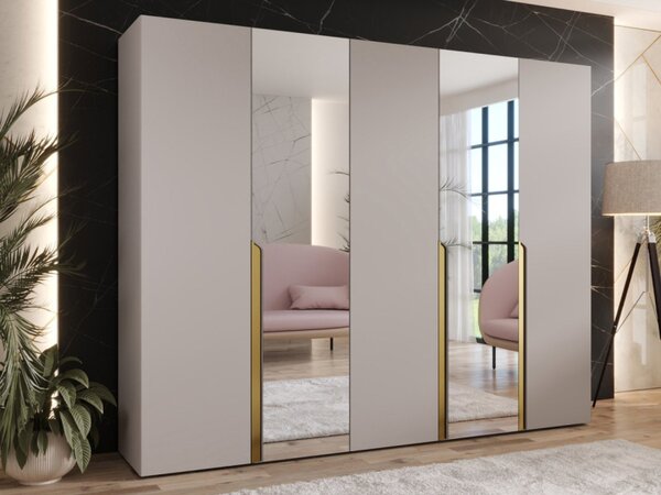 Šatní skříň se zrcadlem Frokow 2 250 cm, Barva: černá 5903211483561