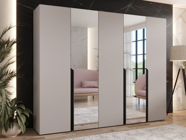 Šatní skříň se zrcadlem Frokow 2 250 cm, Barva: černá 5903211483561