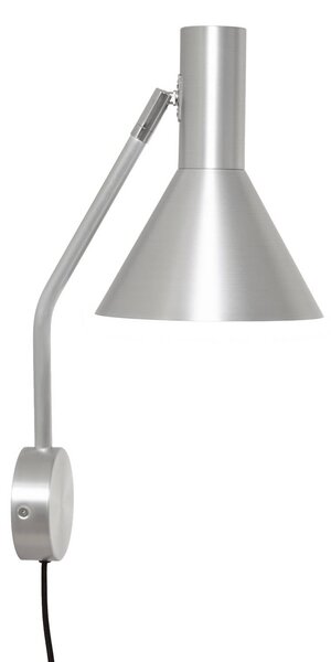 FRANDSEN Nástěnné světlo Lyss, hliníkové, zástrčka, 42 cm, E27, Hliník / šedá / zinek, Obývací pokoj / jídelna, Hliník, Design